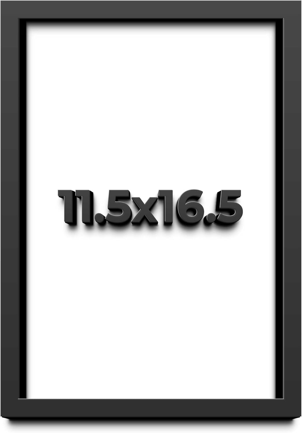 11.5x16.5 Shadow Box Black Solid Wood Display Frame with White Acid-Free Backing UV Acrylic & Hanging Hardware - with 3/4" Usable Depth