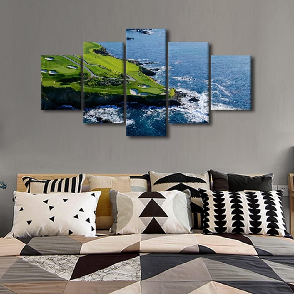 5 Pieces Canvas Prints Wall Art - Golf Canvas Wall Art Golf Course Painting Picture Artwork/Modern Wall Decor/Home Decoration Stretched Gallery Canvas Wrap Giclee Print & Ready to Hang - 60"W x 32"H