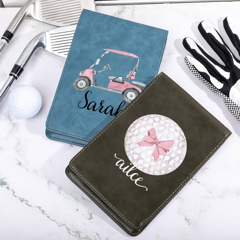 Personalized Leather Golf Scorecard Holder Customize Name Golf Yardage Book Cover Accessories Father Day Christmas Birthday Gifts for Men Women