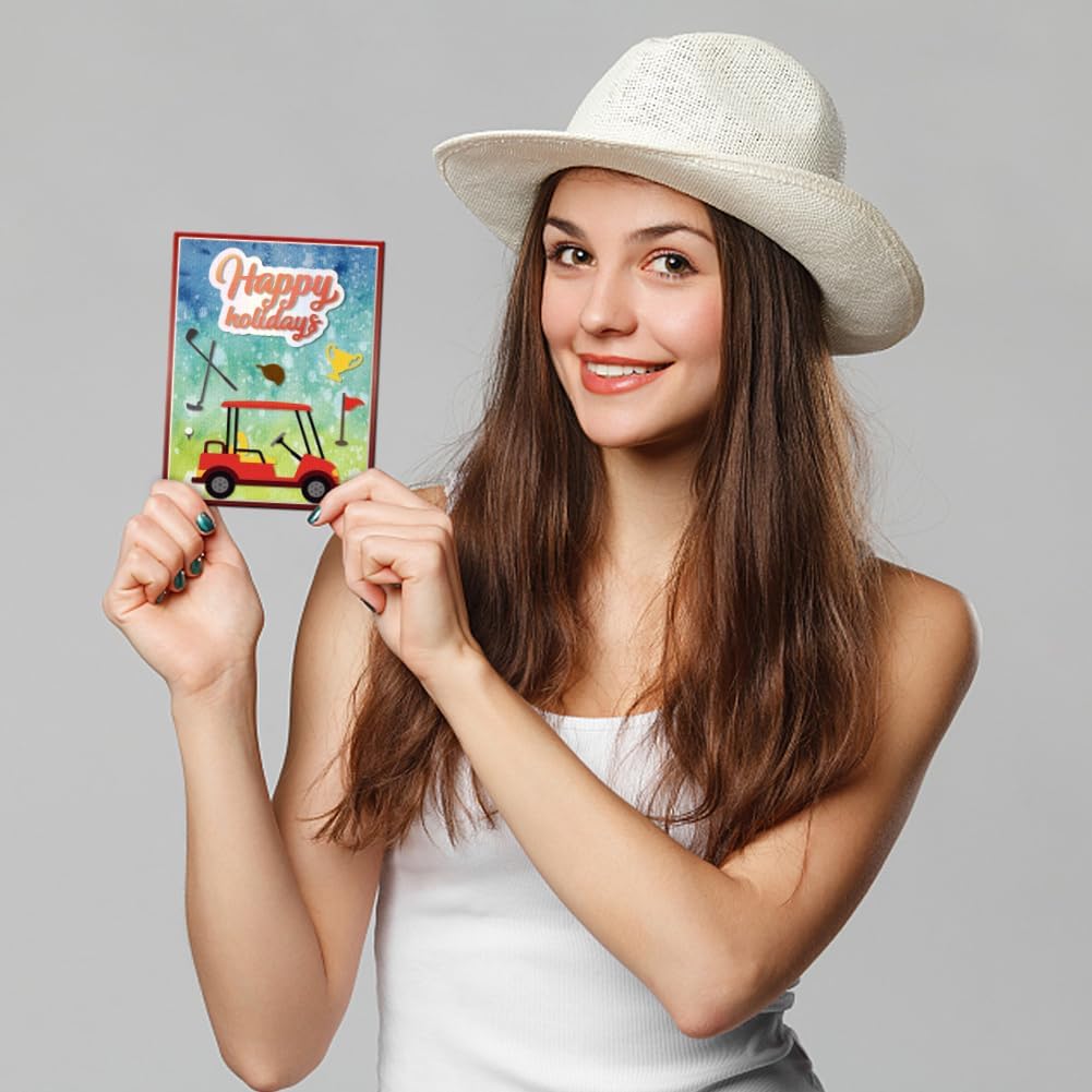 GLOBLELAND Golf Family Cutting Dies for DIY Scrapbooking Golfer Sport Trophy Metal Golf Cart Men Women Die Cuts for Card Making Embossing Photo Album Craft Decor