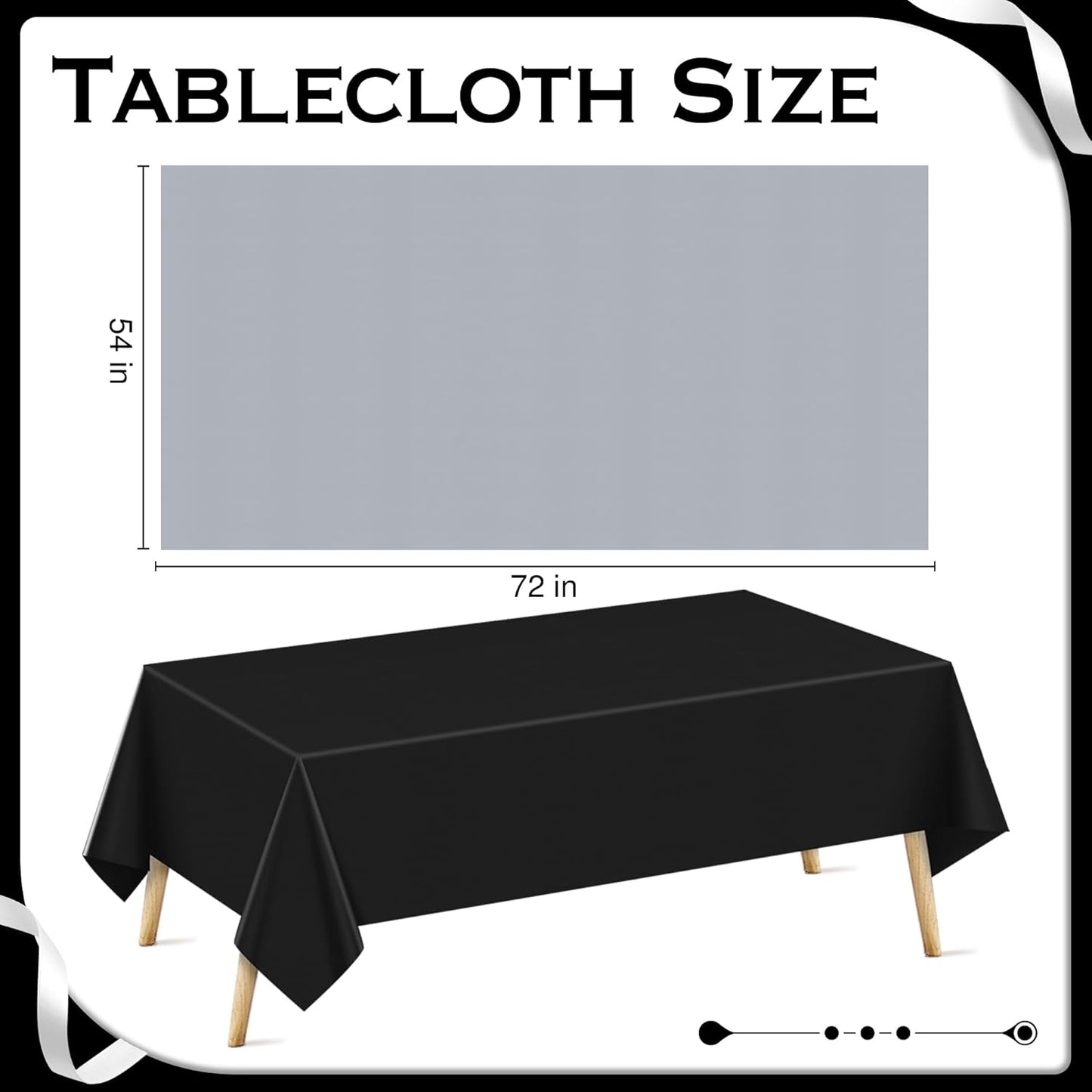 4 Pieces Classic White Series Rectangle Tablecloth, 54x72" Solid Color Waterproof & Spillproof Disposable Plastic Table Cover, Durable Party Tablecloth for Dining, Buffet, Picnic, Outdoor Events
