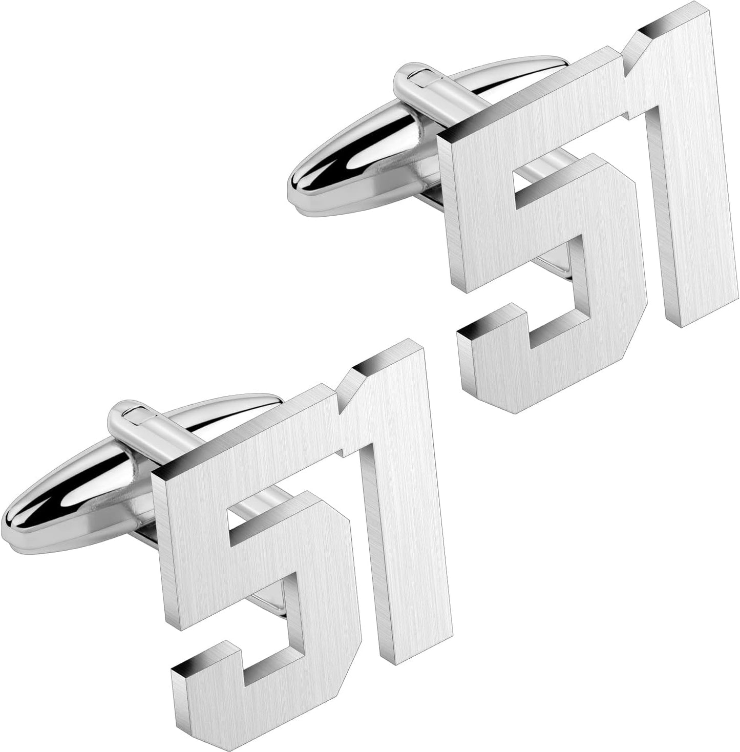AMITER Mens Cufflinks with Number, Classic Silver Personalized Cuff Links for Men, Sport’s Day Casual or Formal Shirts