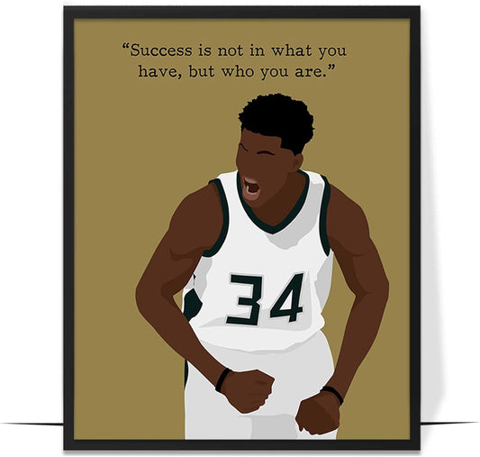 LOLUIS Motivational Basketball Superstar Hand-Drawn Artwork Sport Quote Wall Art Decorations (Unframed 8"x10", Basketball Player 6)