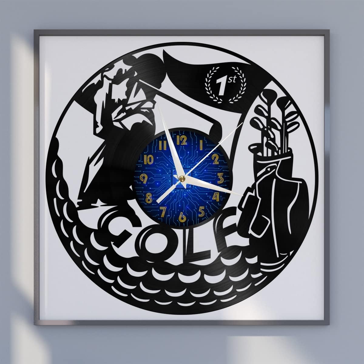 Golf Decoration Vinyl Wall Clock, Vinyl Record Clock Wall Art Silent & Non-Ticking(12 inchs B)