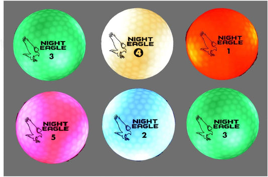 Night Eagle CV LED Golf Balls - Light Activated - No Timer - 6 Pack (7 Color Ball 6 Pack)