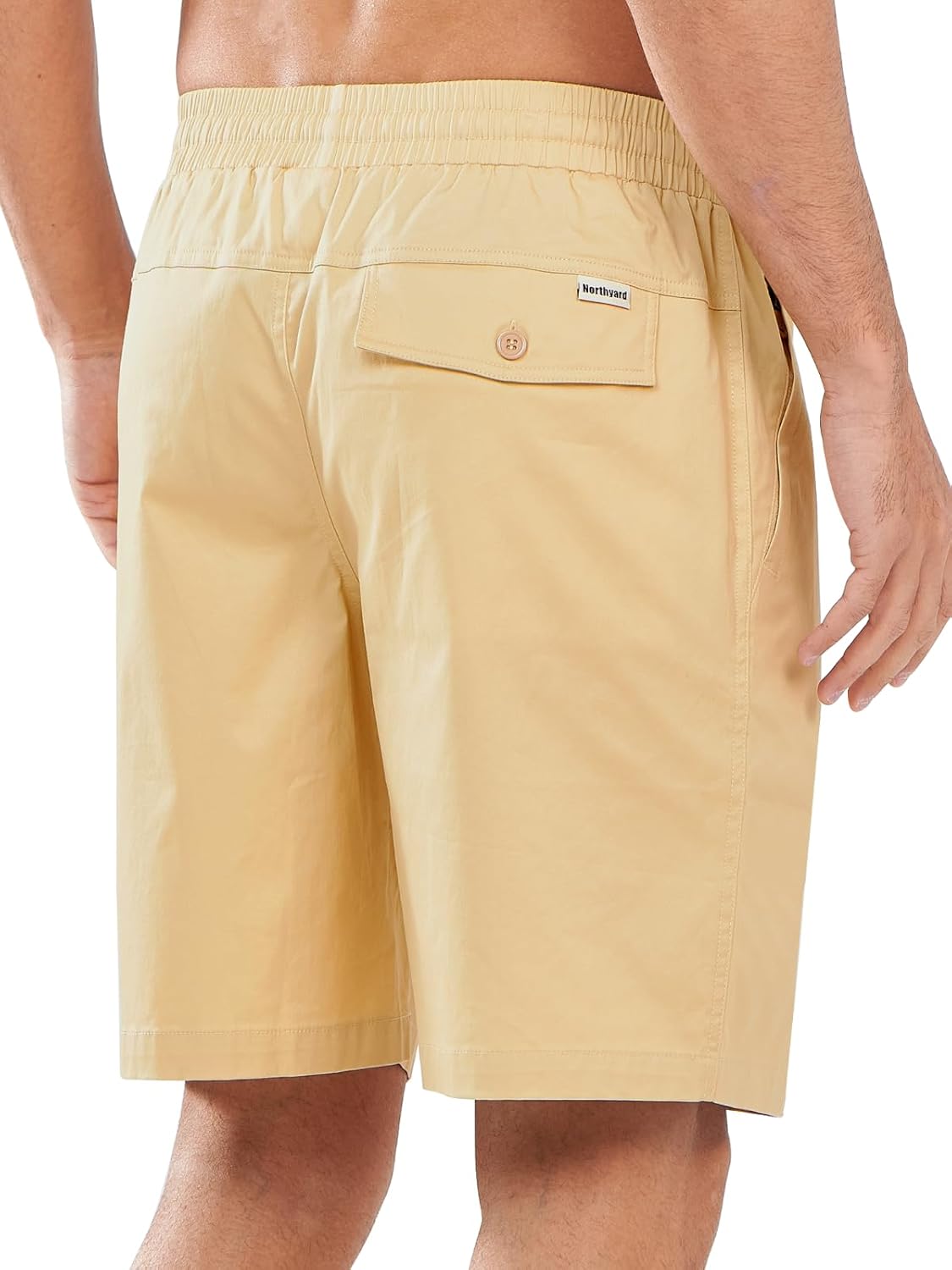 NORTHYARD Mens Casual Shorts-Cotton 9" Golf Hiking Drawstring Elastic Waist Work Shorts with Zipper Pockets