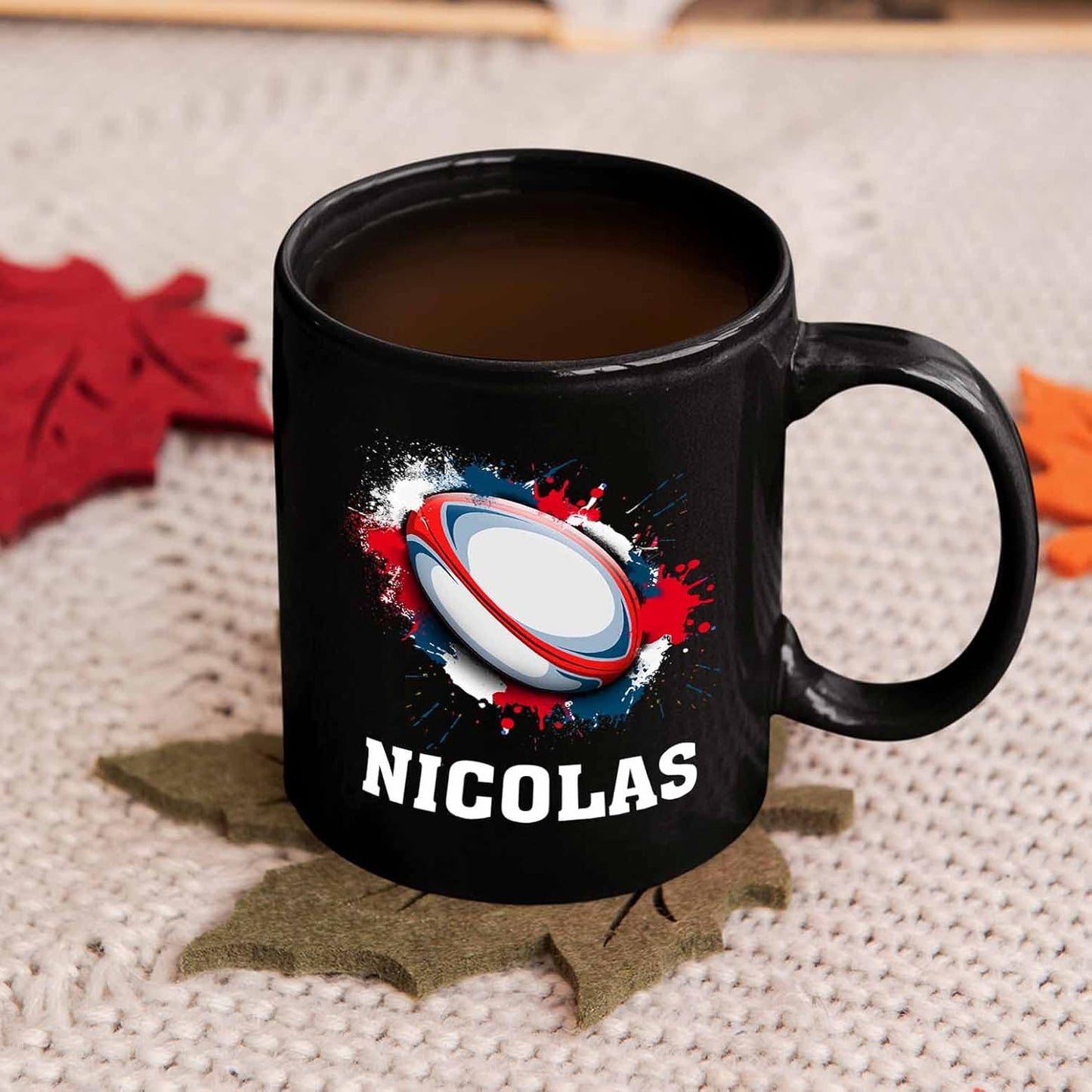 Personalized Choose Name Rugby Black Ceramic Mug Gifts For Fans Team Sport, Customized Rugby Ball Coffee Mugs Cups 11 Oz 15 Oz, Rugby Player Coffee Cup, Rugby Travel Team Mug, Rugby Ball Sport Mug