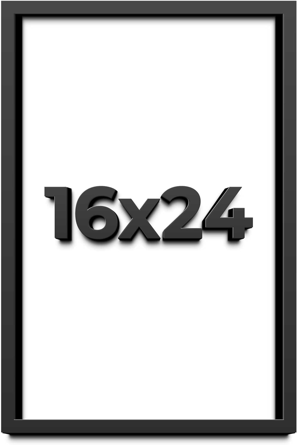 16x24 Shadow Box Black Solid Wood Display Frame with White Acid-Free Backing UV Acrylic & Hanging Hardware - with 3/4" Usable Depth