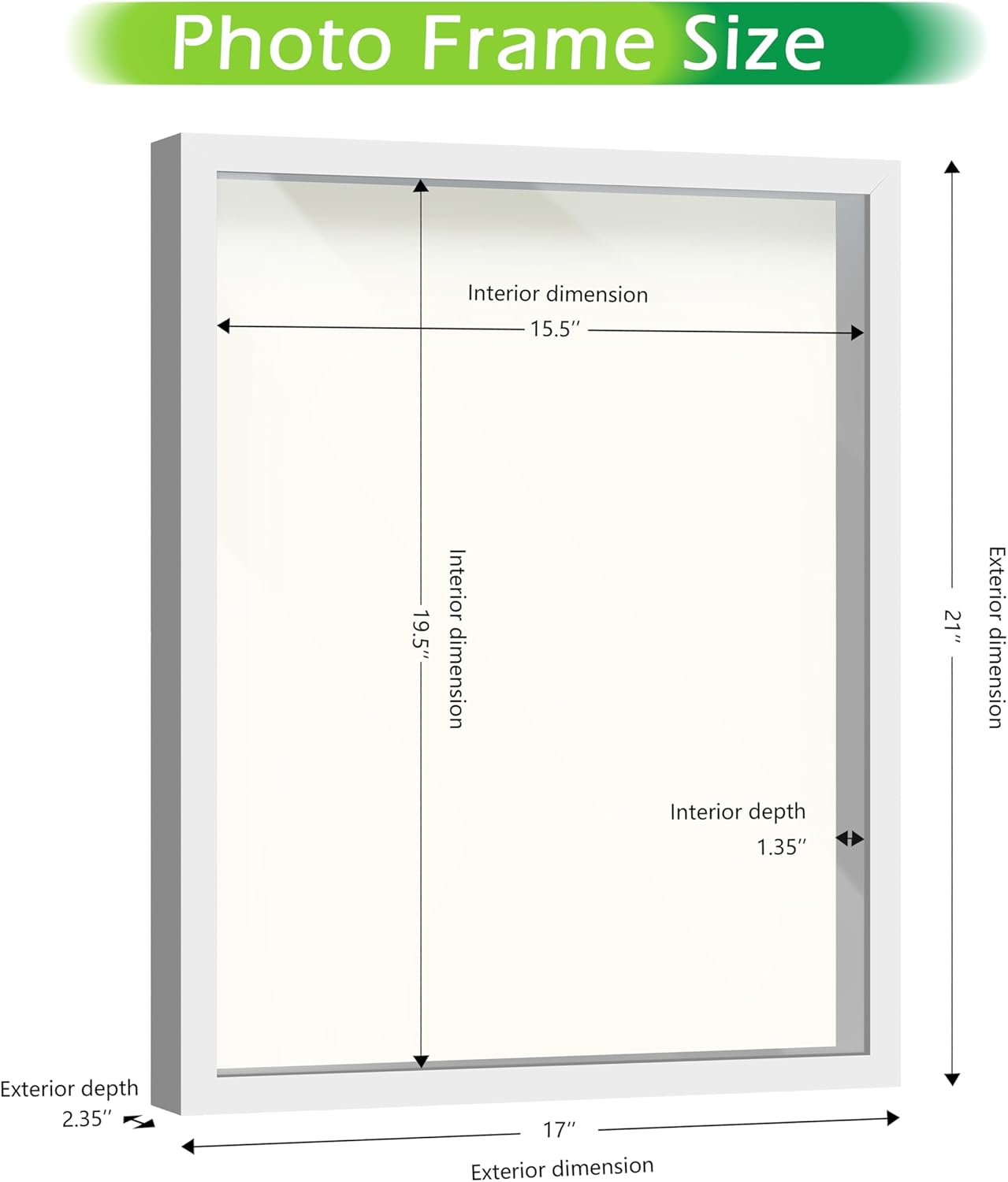 FrameWorks 16" x 20" Original White Wooden Shadow Box Frame – Soft Felt Back, Tempered Glass, and Included Elegant White Ball Push Pins