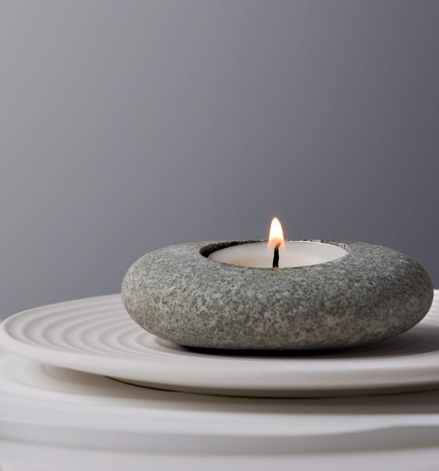 Handmade Pebble Tea Light Candle Holder Handcrafted Tealight Holder for Zen Garden, Altar, Mantle, Desk, Table, Shelf