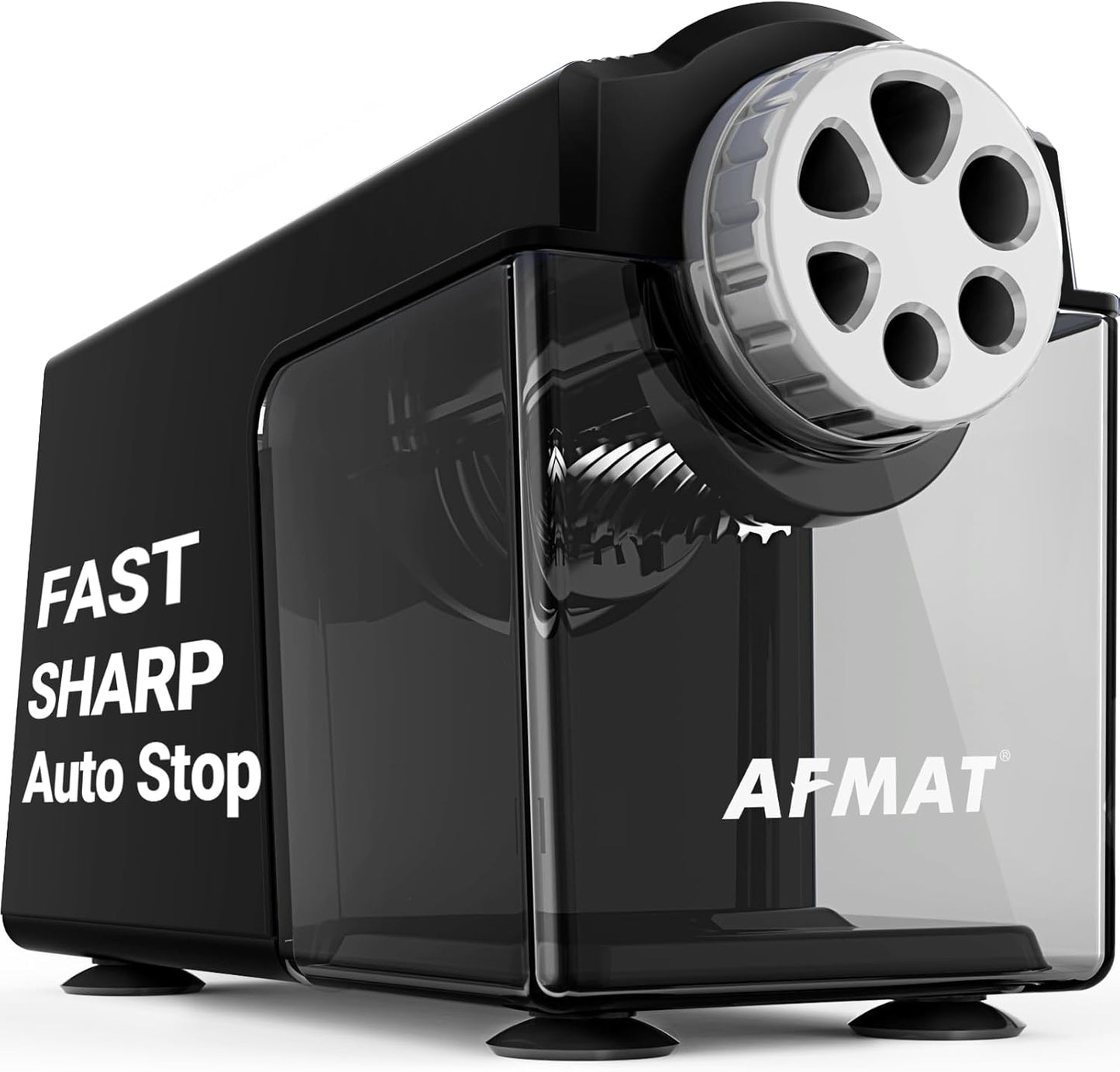 AFMAT PSX4 Electric Pencil Sharpener Heavy Duty, 6-Hole Classroom Pencil Sharpener for 6-11mm Pencils, Auto Stop Pencil Sharpeners Plug in, 10,000+ Sharpenings, Save Colored Pencils, Black