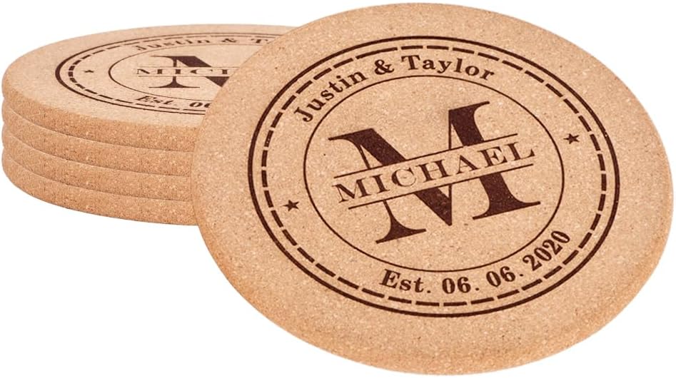 Personalized Cork Trivets, Custom Engraved Absorbent Trivets for Hot Dishes, Pots, Pans, Baking Sheets, Hot Plates for Table (M)