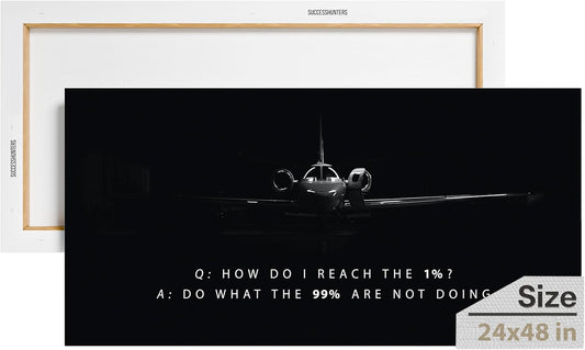 Motivational Wall Art for Office, Inspiring Quote Canvas, Inspirational Plane Decor, Private Jet Artwork, Motivational Wall Decor for Office and Home (48 X 24 in)