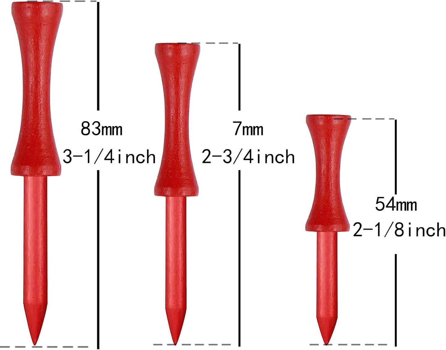 Step Down Golf Tees 2-1/8"or 2-3/4"or 3-1/4" 100 Pack Enduring Wooden Bamboo Golf Castle Tees