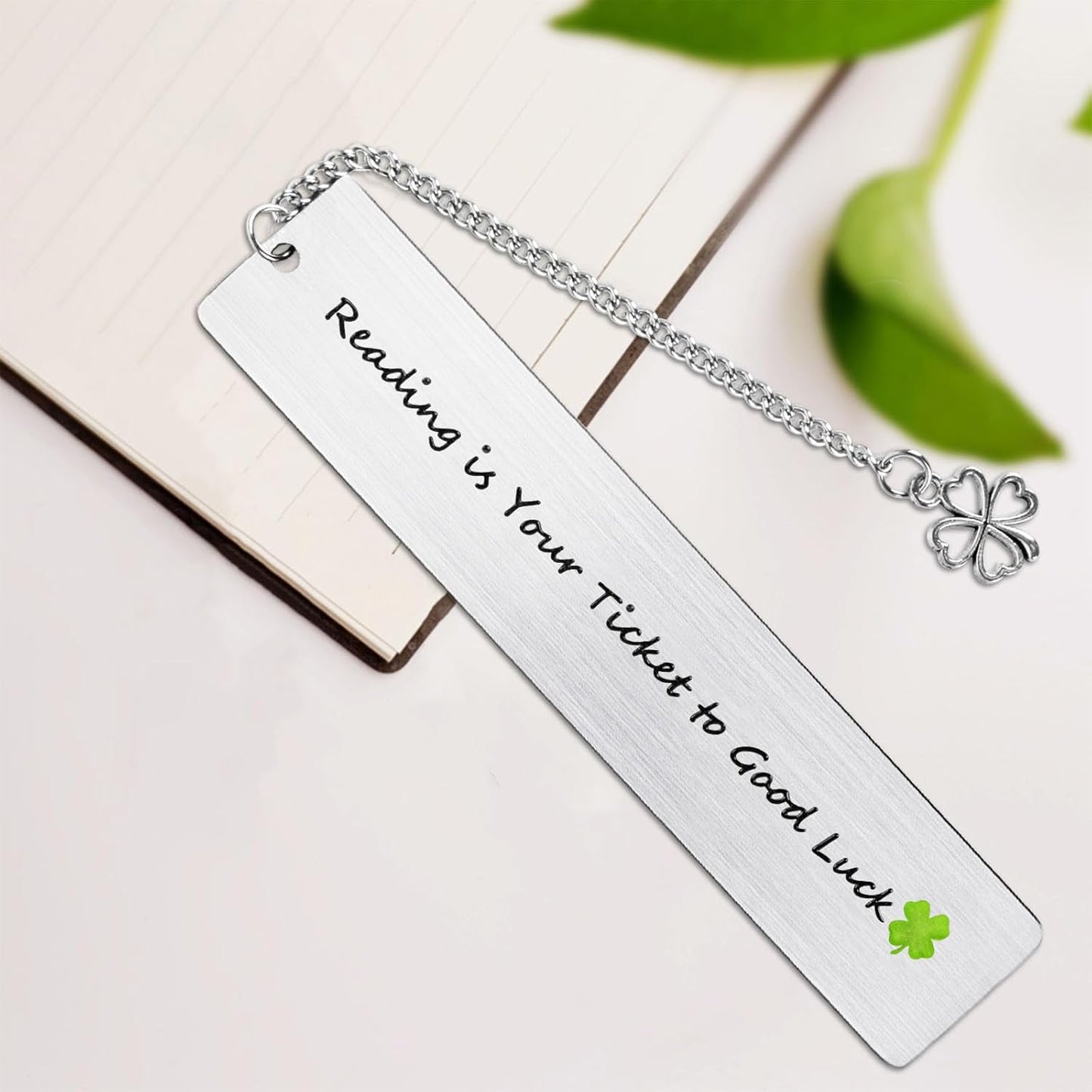 Teacher Appreciation Gifts, Cute Flower Metal Bookmarks for Book Lovers Students Friends Women Anniversary Christmas Birthday Graduation Valentine's Day (Reading is Your Ticket to Good Luck)