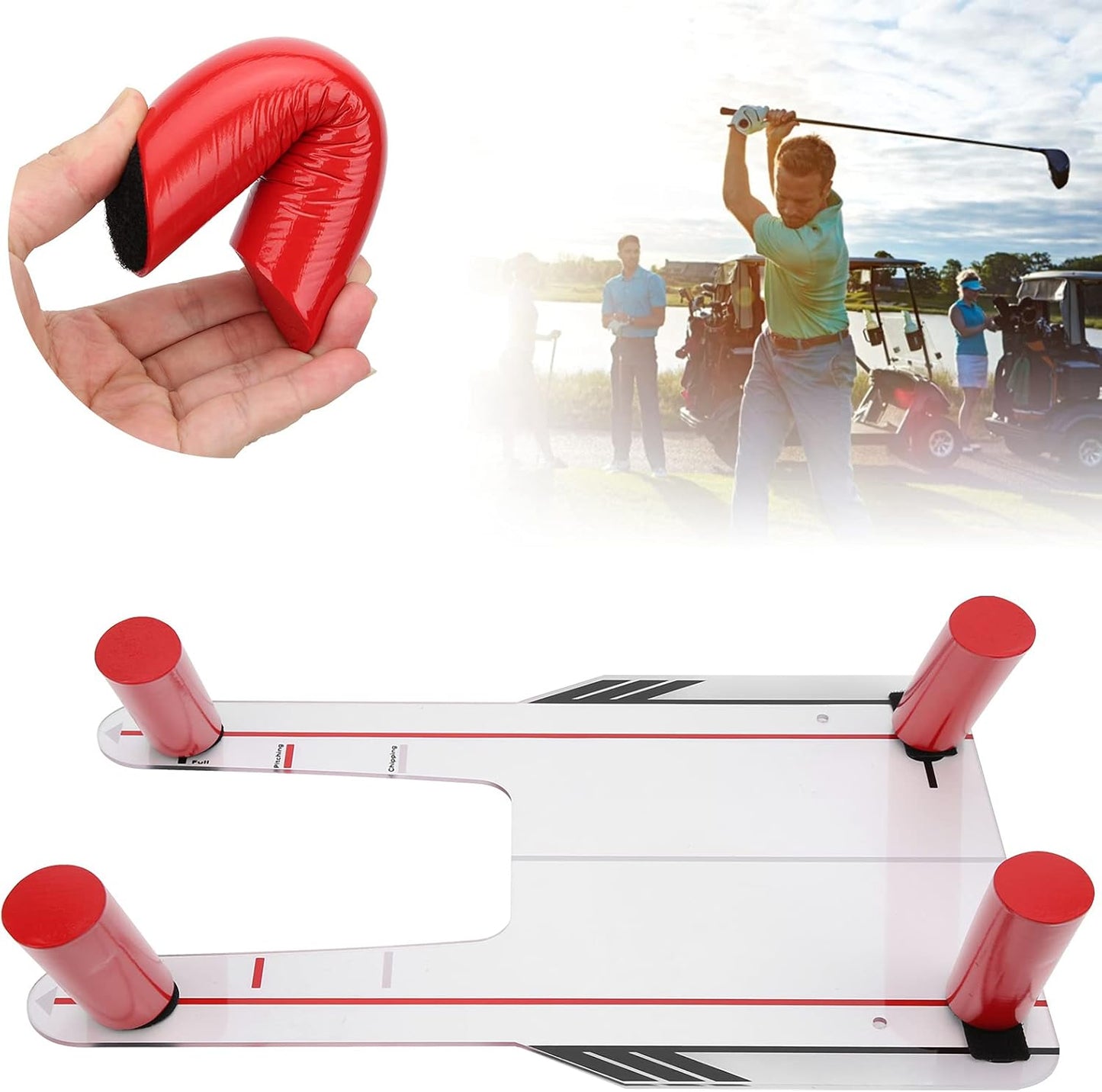 Golf Putting Alignment Mirror, PC Portable Swing Training Aids, Practice Putting Trainer for Beginners