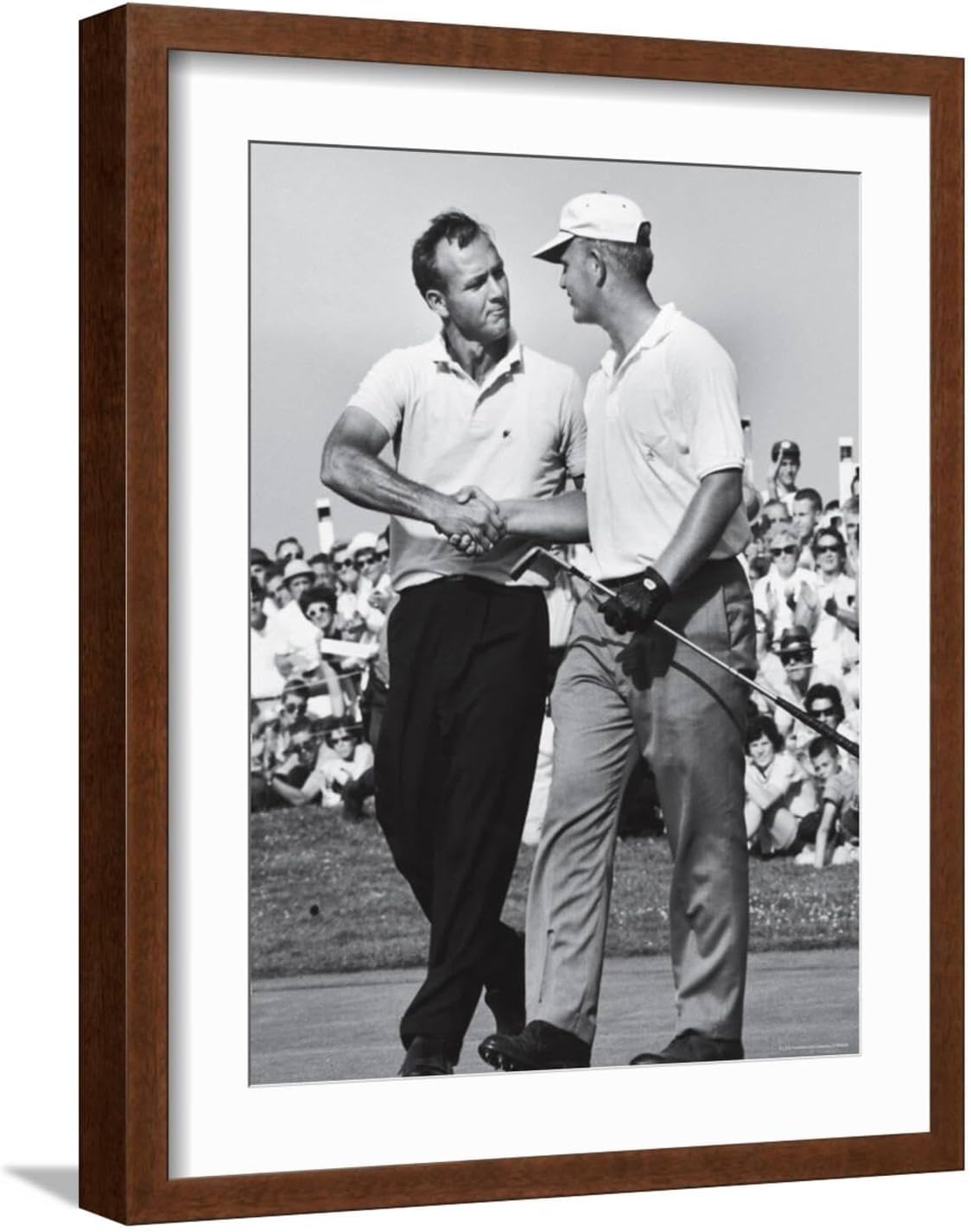 ART.COM Wall Premium Photographic Print Golfer Jack Nicklaus and Arnold Palmer During National Open Tournament on Brown Frame by John Dominis, 17" x 21"