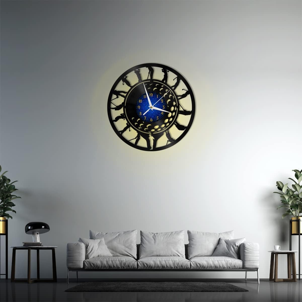 Generic Golf 2 Decoration Vinyl Wall Clock, Vinyl Record Clock Wall Art Silent & Non-Ticking(12 inchs B-LED), Blue