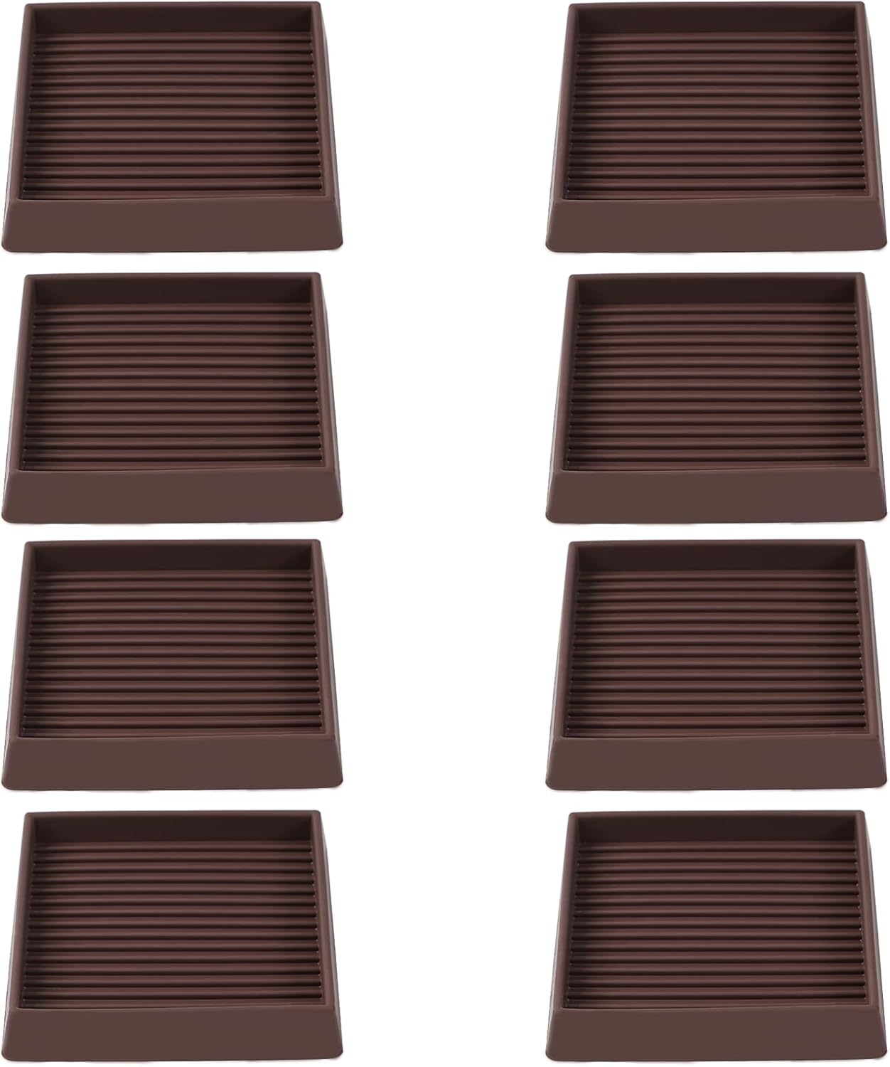 3x3 Square Rubber Furniture Caster Cups, Anti-Sliding Furniture Pads Bed Stopper Floor Protectors with Grip - Protect Any Flooring
