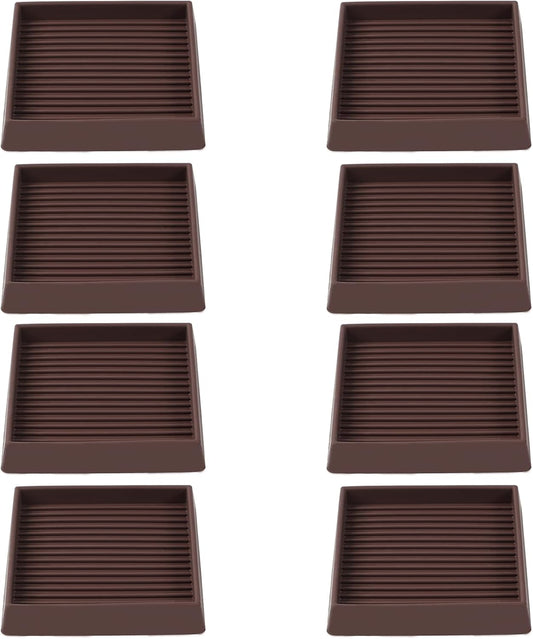 3x3 Square Rubber Furniture Caster Cups, Anti-Sliding Furniture Pads Bed Stopper Floor Protectors with Grip - Protect Any Flooring