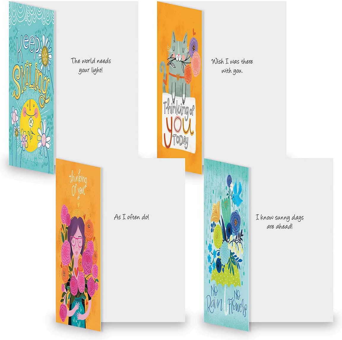Current Warm Wishes Thinking of You Friendship Greeting Card Set - Value Pack of 20 Cards With White Envelopes for Friends & Family, 10 Designs, Large 5" x 7" Assortment