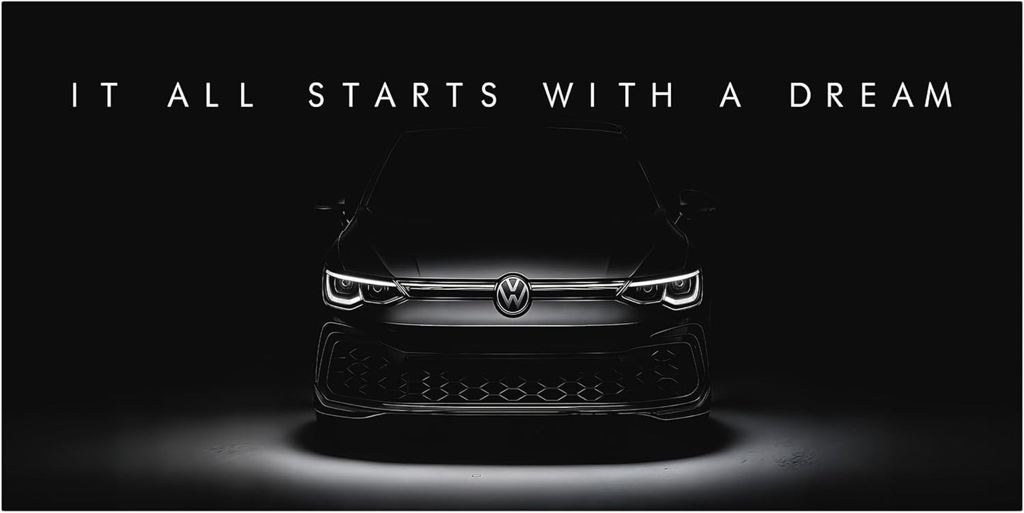 Motivational Wall Art for Office, Super Car Art Canvas, Inspirational Automotive Decor for Volkswagen Golf R Mk8 Sportscar Lovers, Motivational Wall Decor for Home, Car Poster (8" x 8" in)