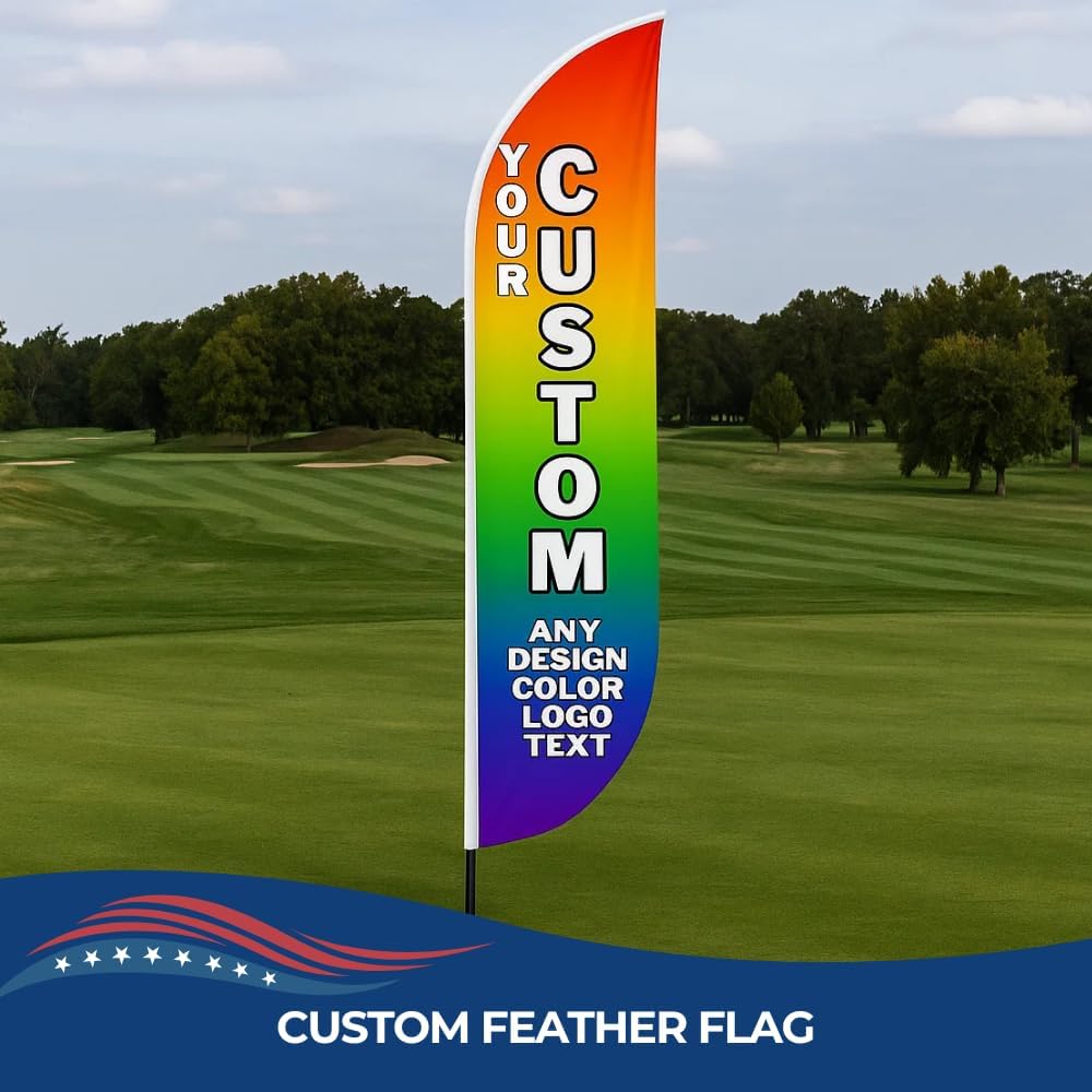 Custom Feather Flag(11.5Feetx2.5Feet) By Dreamcontroller For Business Outside With Optional Add-On Pole(15Feet) and Groundspike | Swooper Flag Banner | Made In Usa | Hd Print