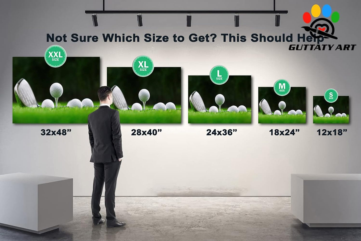 Golf Canvas Wall Art, Golf Course Wall Art Painting Prints for Living Room Wall Decor, Close Up of Golf Balls Poster Picture for Bedroom Decor, Framed Artwork for Office Home Decoration 28x40 Inches