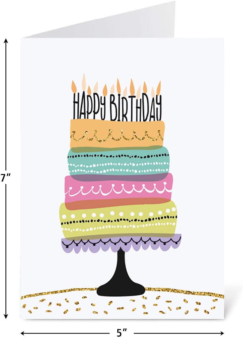 Current Simple Wishes Happy Birthday Greeting Card Set - Value Pack of 20 Cards With White Envelopes, 10 Designs, Large 5" x 7" Assortment