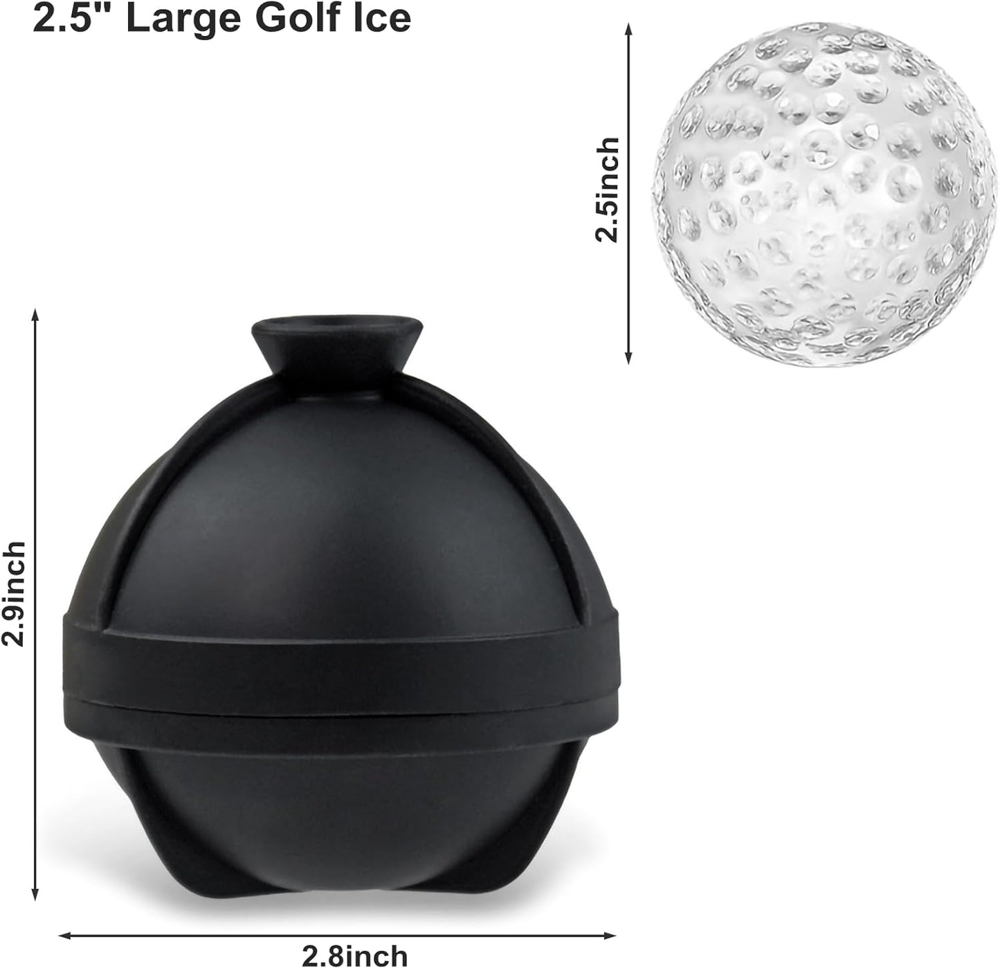 Bangp Golf Ball Ice Molds Set of 4,Whiskey Round Ice Cube Molds, Novelty Sphere Ice Molds Create 2.5 Inch Golf Ice Balls - Each Stone Keeps Your Drinks Cool and Unique,for Men and Women