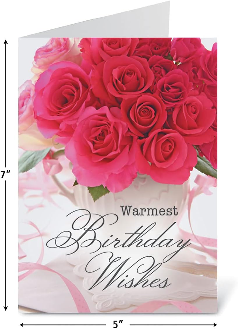 Current Floral Bouquets Happy Birthday Greeting Card Set - Value Pack of 20 Cards With White Envelopes, 10 Designs, Large 5" x 7" Assortment