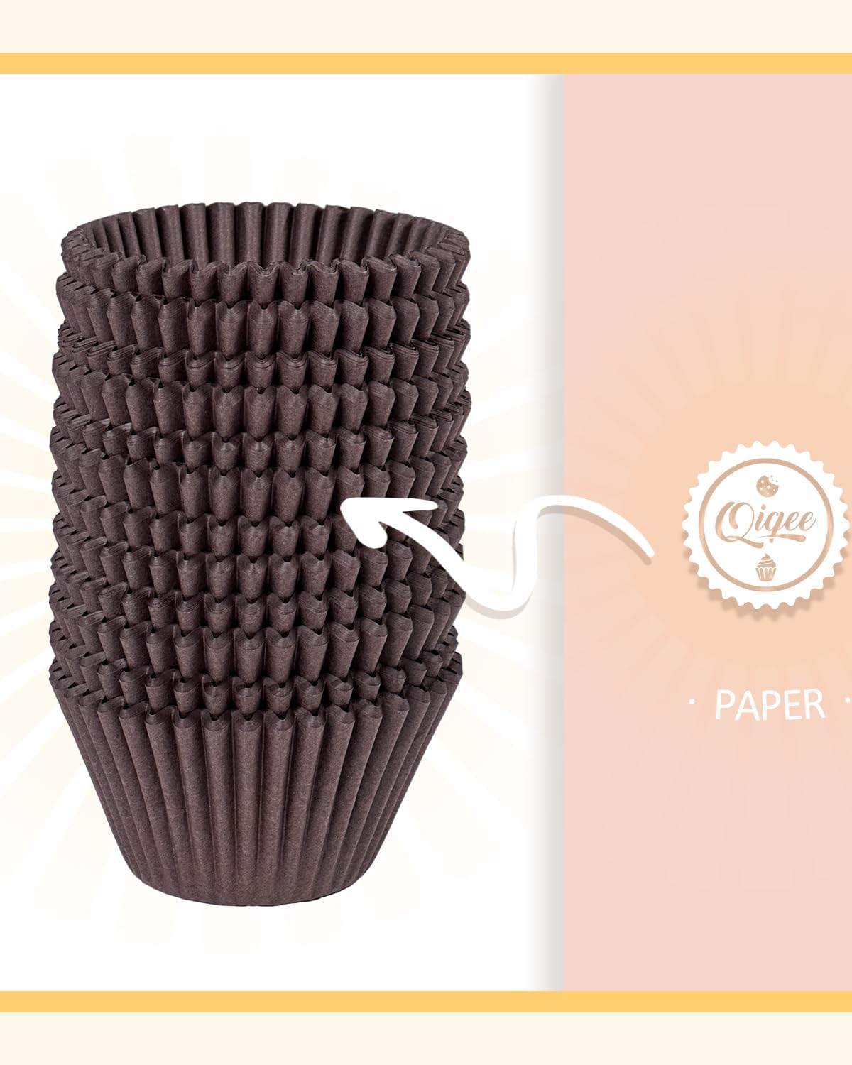 qiqee 300 Count Jumbo Cupcake Liners Coffee Muffin Liners Food Grade Jumbo Size Baking Cups Paper No Smells（Large Size）