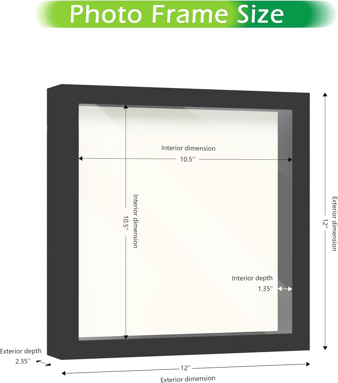 FrameWorks 11” x 11” Black Wooden Shadow Box Frame – Display Case with Soft Felt Back, Memory Box with Tempered Glass, Display Box with Elegant White Ball Push Pins, Wooden Flower Box