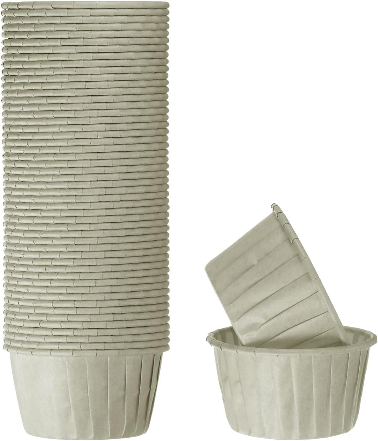 HARFINGTON 50Pcs Cupcake Baking Cups 3.5oz Standard Size Paper Cupcake Liners Greaseproof Wrappers Disposable for Wedding Birthdays Christmas Dessert, Grey