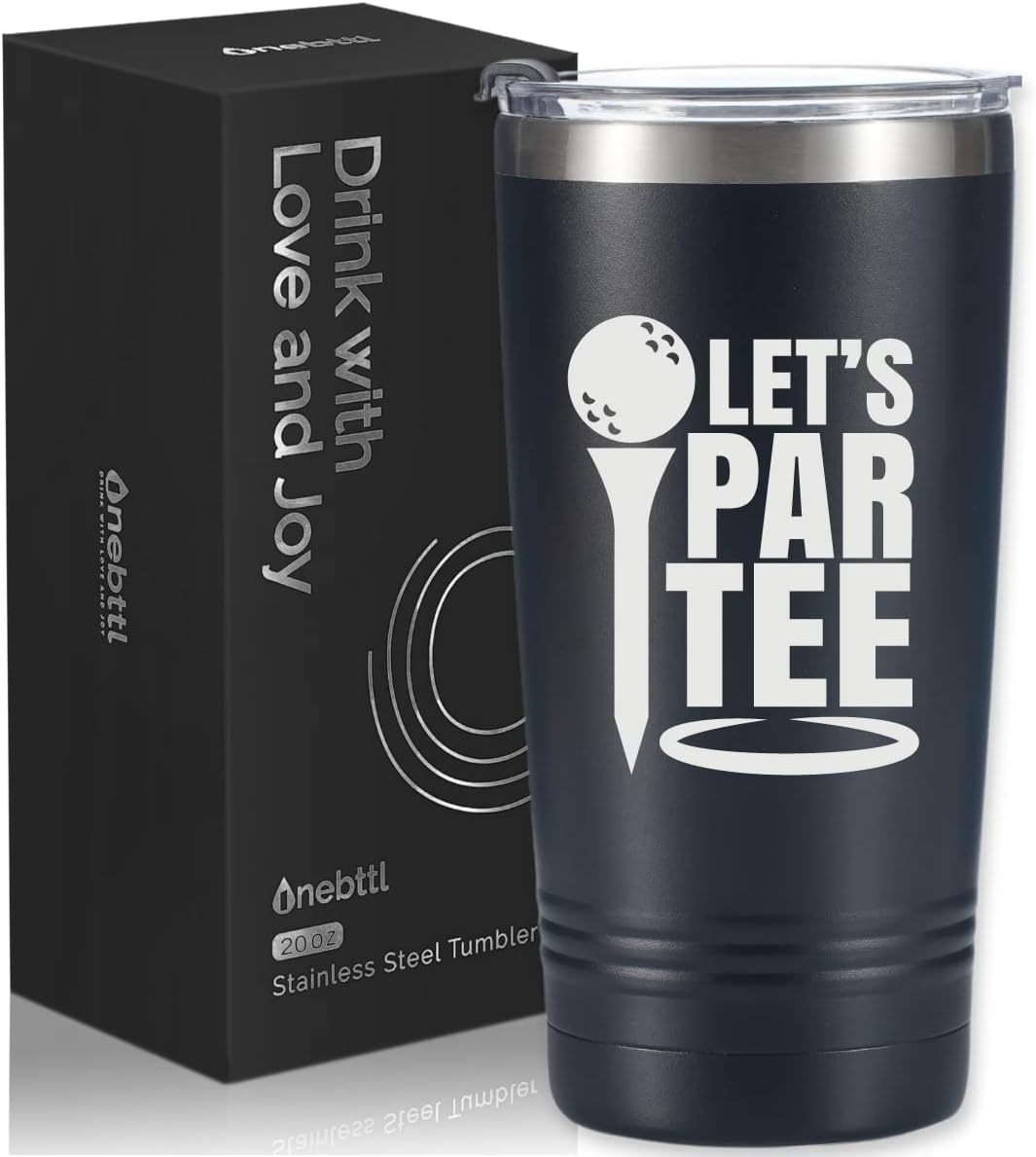 Onebttl Golf Gifts for Men - Funny 20oz Tumbler, Dad & Fathers Day Gift - Black - Let's Partee