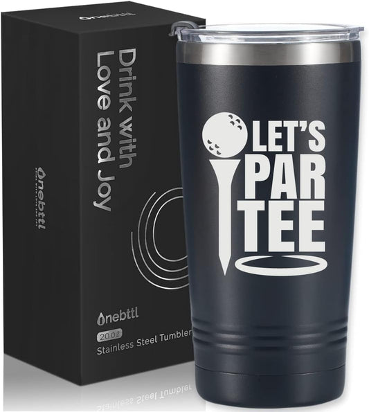 Onebttl Golf Gifts for Men - Funny 20oz Tumbler, Dad & Fathers Day Gift - Black - Let's Partee
