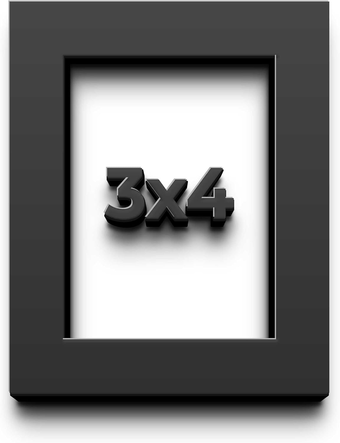 3x4 Shadow Box Black Solid Wood Display Frame with White Acid-Free Backing UV Acrylic & Hanging Hardware - with 3/4" Usable Depth