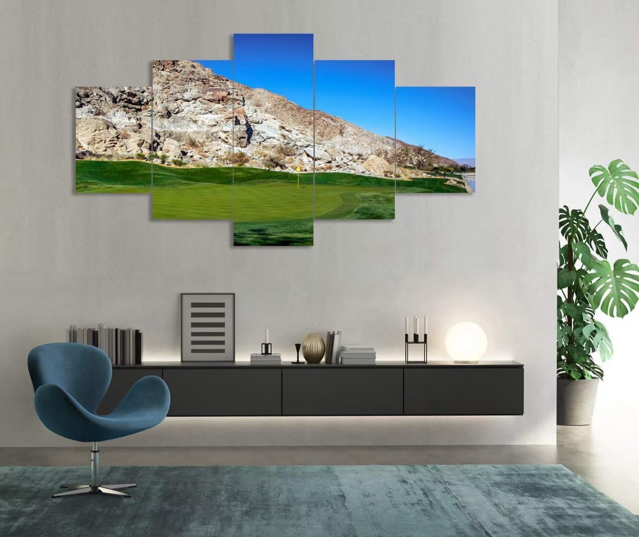 California Golf Course Wall Art for Living Room Bedroom Bathroom Home Decoraitons Golf Course in Palm Pictures Posters Framed Artwork Canvas Prints Ready to Hang(50''W x 24''H)