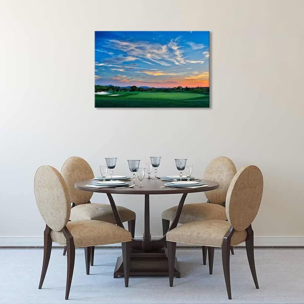 Arizona Scottsdale Golf Course Wall Art for Living Room Bedroom Bathroom Home Decorations Sunset Arizona Scottsdale Landscape Picture Poster Framed Artwork Canvas Prints Ready to Hang(18''H x 24''W)