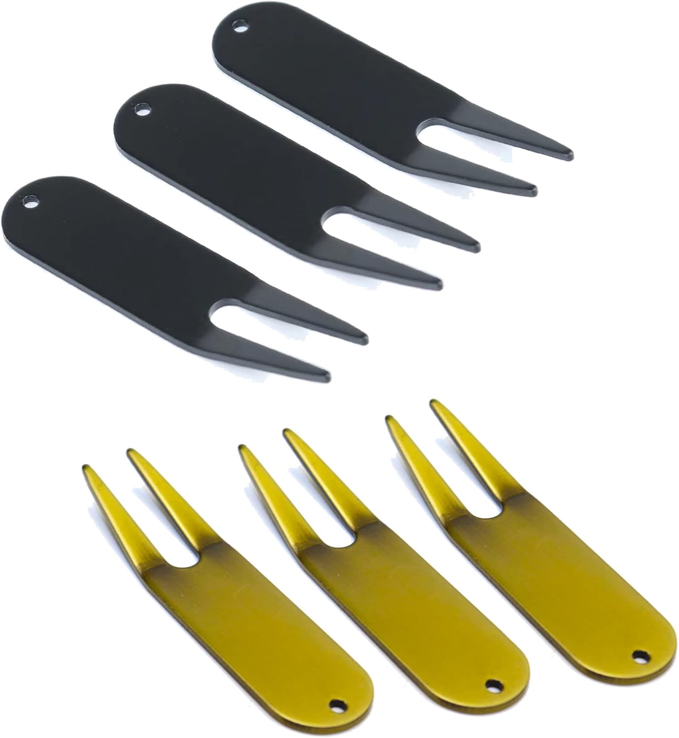 6Pcs Metal Bending Golf Divot Repair Tool, Golf Repair Tool, Golf Accessories, Lightweight and Sturdy (Black and Bronze)