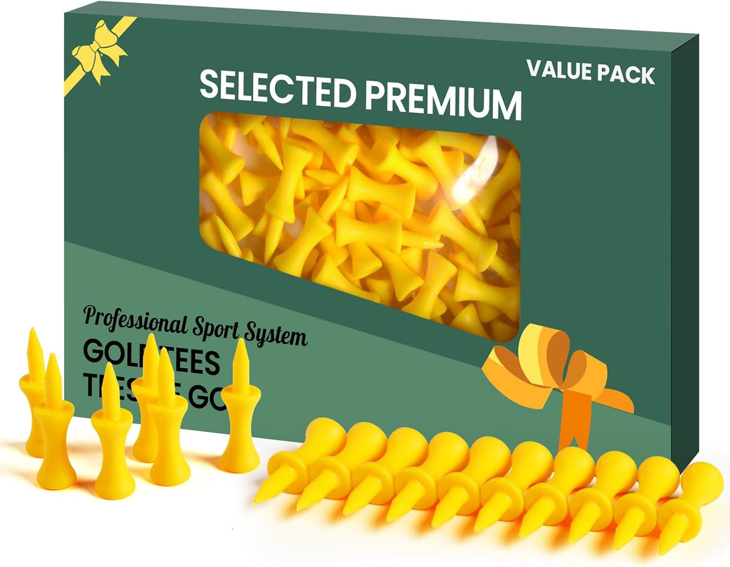 Plastic Golf Castle Tees Step Down Value 200 Count, Unbreakable Mixed or Same Height 1, 1 1/4, 2 3/4, 2 1/4, 2, 1 3/4, 1 1/2 Inch Length Colorful Pack for Practice