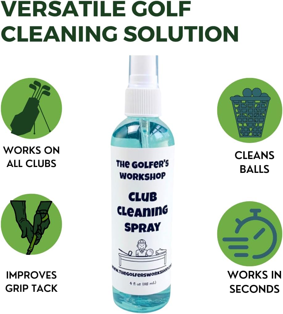 The Golfer's Workshop Golf Club Cleaner – 4oz Portable Spray Bottle | Deep Clean for Clubs, Balls & Grips | Golf Accessory
