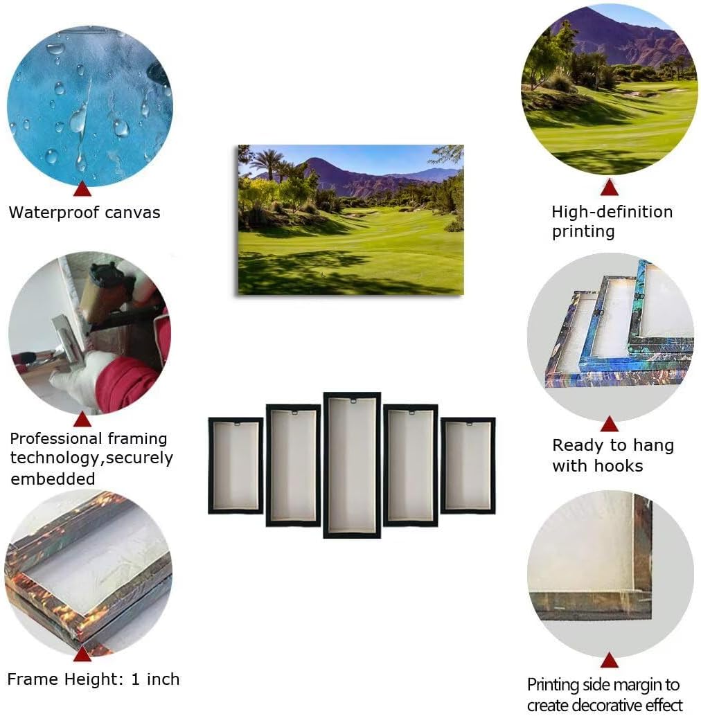 Beautiful Fairway At Indian Wells Golf Course Wall Art for Living Room Bedroom Bathroom Home Decorations Golf Course Canvas Prints Picture Poster Modern Artwork Framed Ready to Hang(28''H x 44''W)