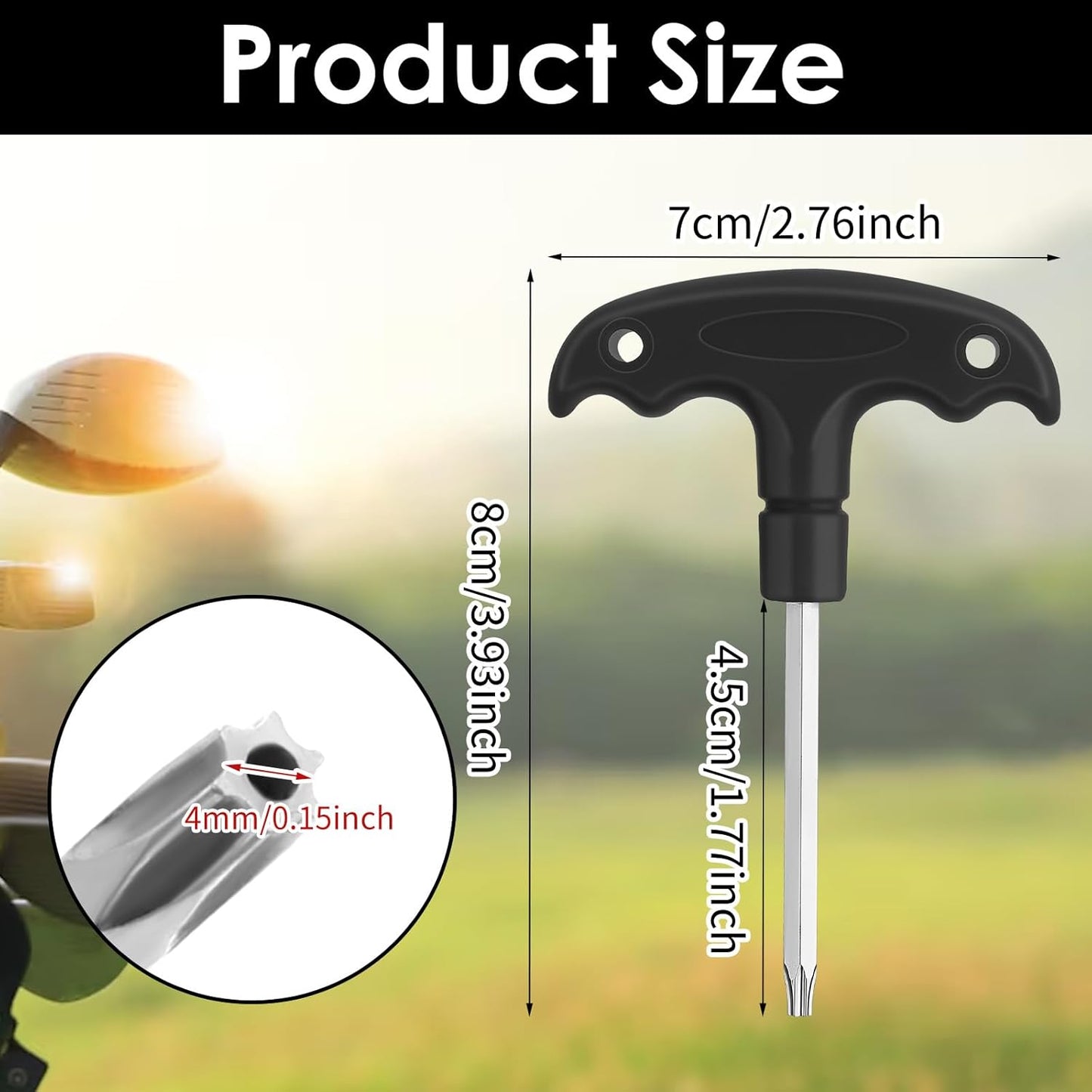Golf Wrench Adjustable Golf Tool with Plastic Handle Golf Driver Spike Wrench Stainless Steel Golf Driver Tool for Golf Club Driver Equipment(Black)