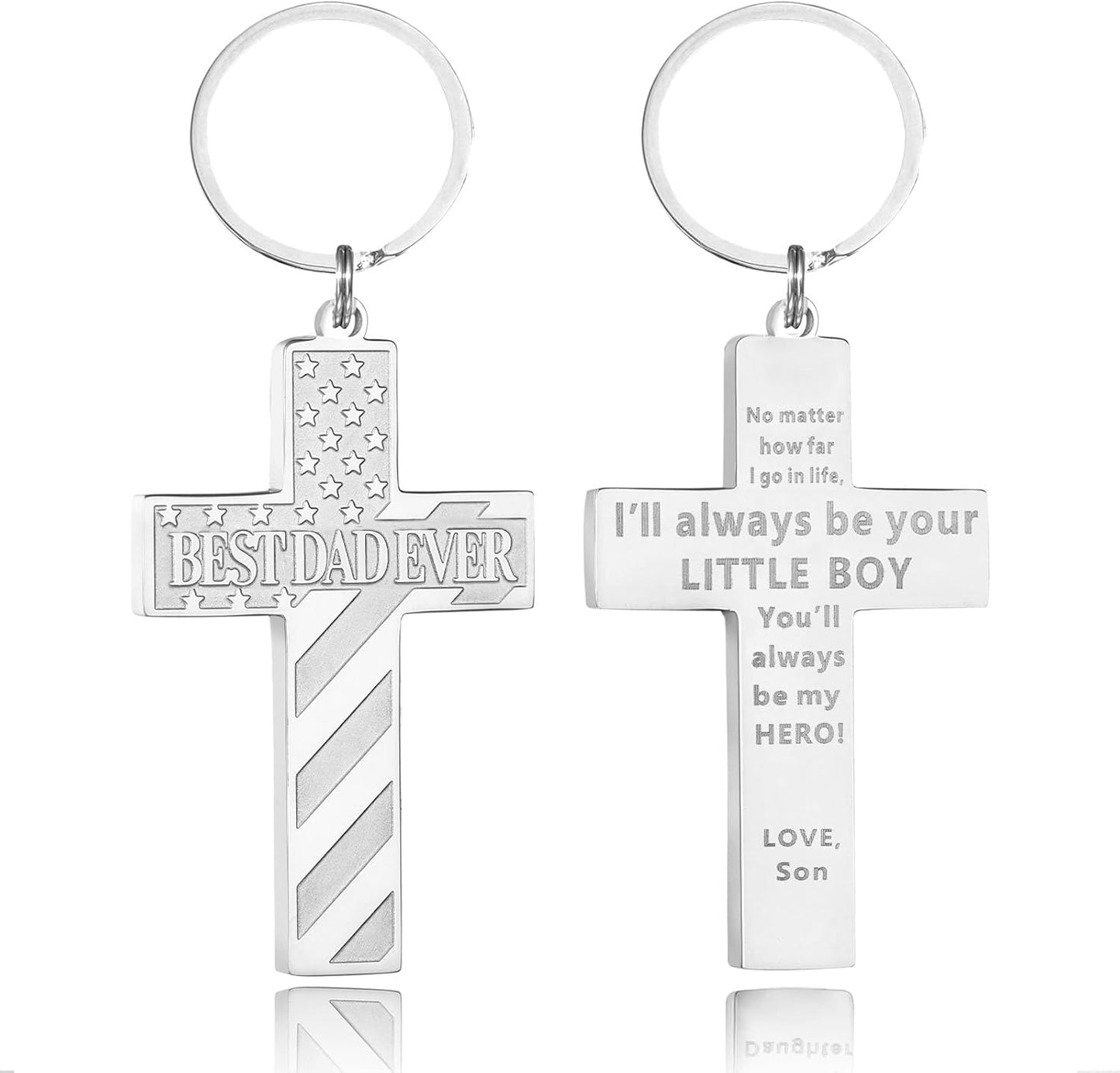 Football/Baseball/Soccer/Basketball Cross Keychains for Men First Communion Baptism Confirmation,Mens Gifts