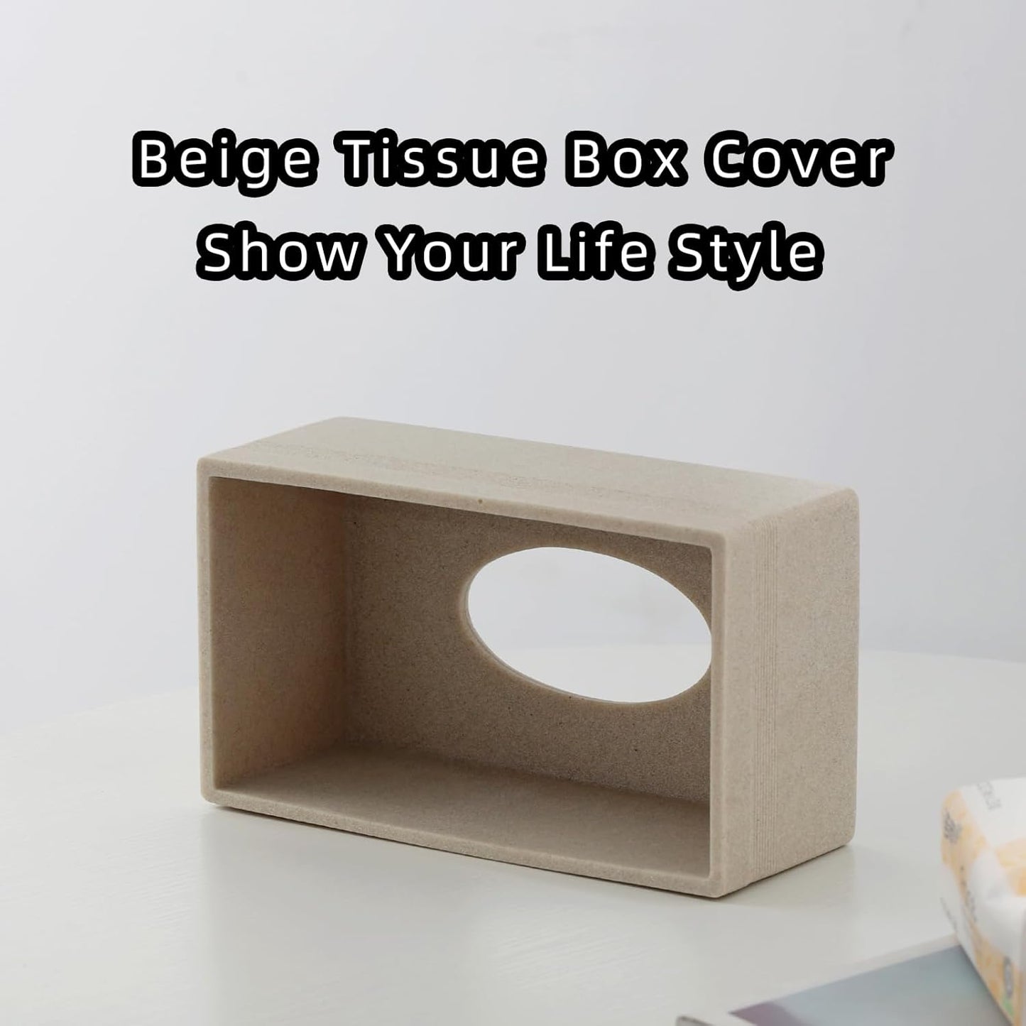 Tissue Box Cover Rectangle, Resin Facial Tissues Holder Covers Rectangular Toilet Paper Holder Case Dispenser Home Decorative for Bathroom Kitchen Bedroom Living Room Office (Beige)