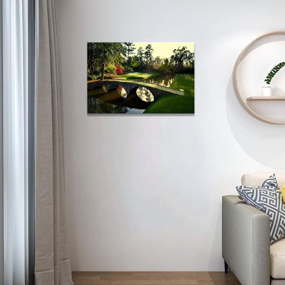 chenchenArt Augusta National Golf Course 12th Hole Wall Art Pictures Golf Club Wall Decor Office Decorations Canvas Artwork for Living Room Bedroom Framed Ready to Hang(18''H x 24''W)