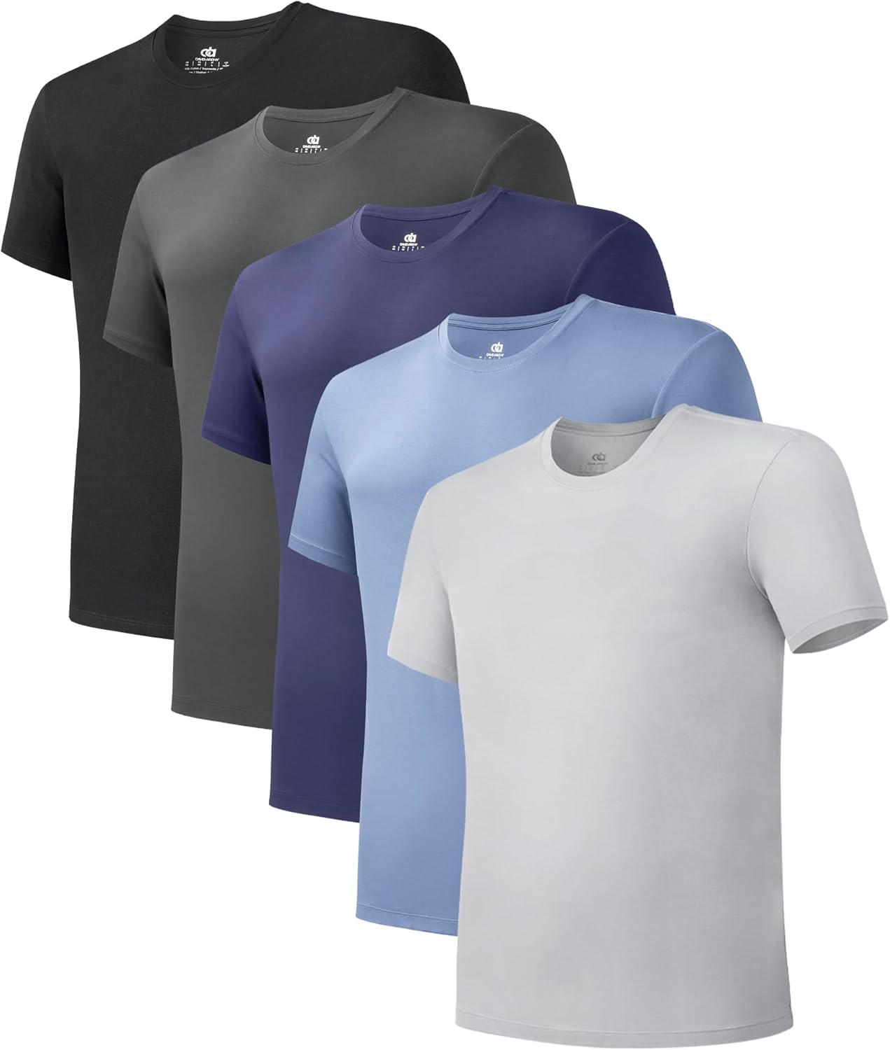 DAVID ARCHY Men's Undershirt Bamboo Rayon Moisture-Wicking Crewneck T-Shirts Stretch Tees for Men, 3 or 5 Pack