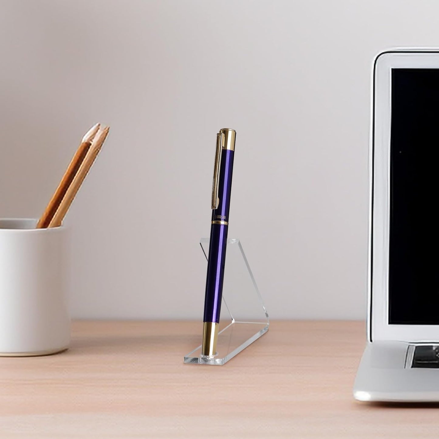 4 Pieces Acrylic Pen Holder Display Stand Transparent Makeup Brush Rack Organizer Clear Pen Stand Paintbrush Drying Rack for Home School Office or Store Use