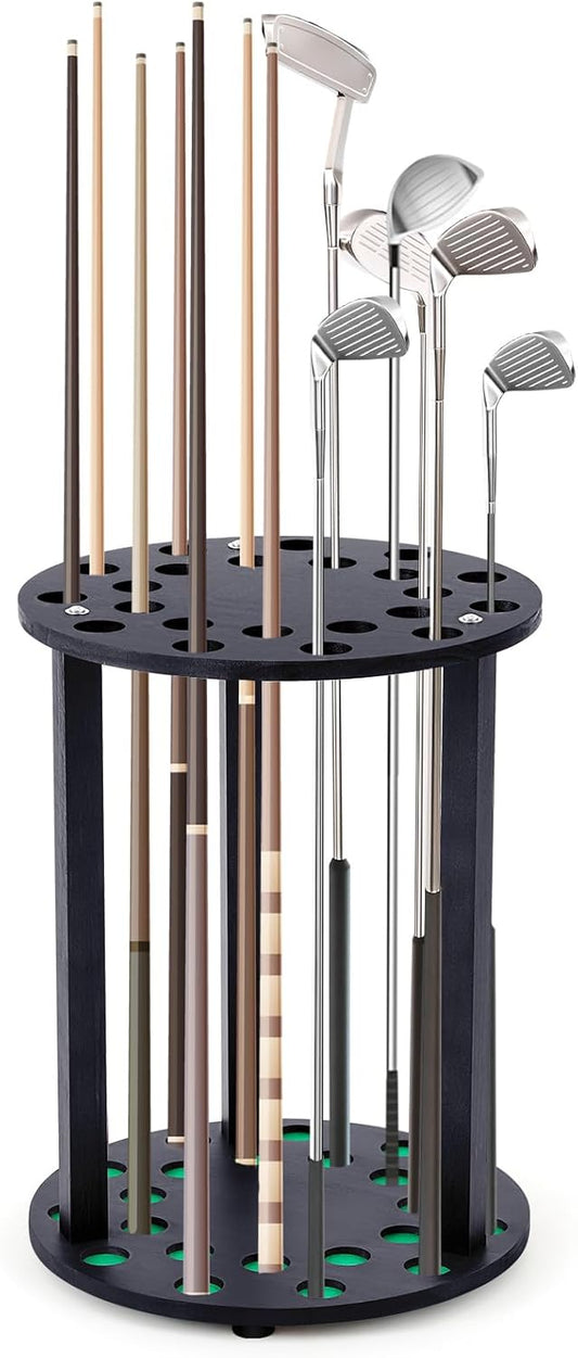 Wooden Golf Club Display Rack Pool Stick Holder Putter Stand for 22 Multiple Golf Club Organizer for Home Office